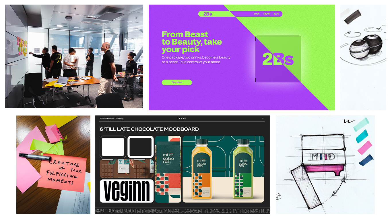 DARE work with JT Group: workshops, brand deliverables, product sketches